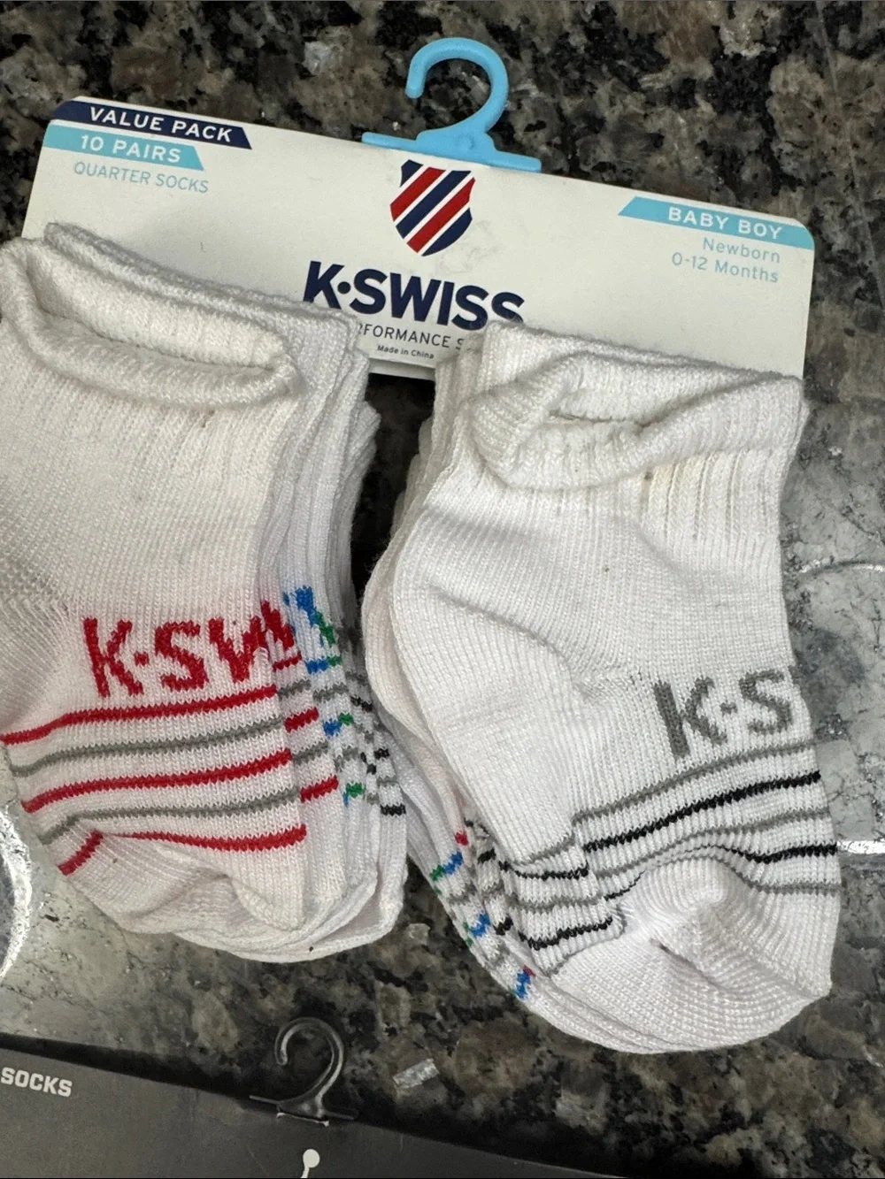Jordan Kswiss Infant Socks  in Light Blue, Black, White stripes NWT